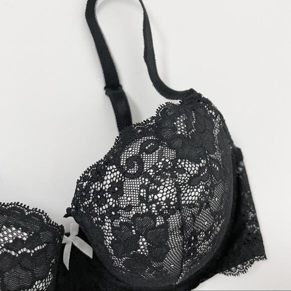 Victoria’s Secret Black Lace Bra Dream Angels Lined Demi 34D - Picture 7 of 11